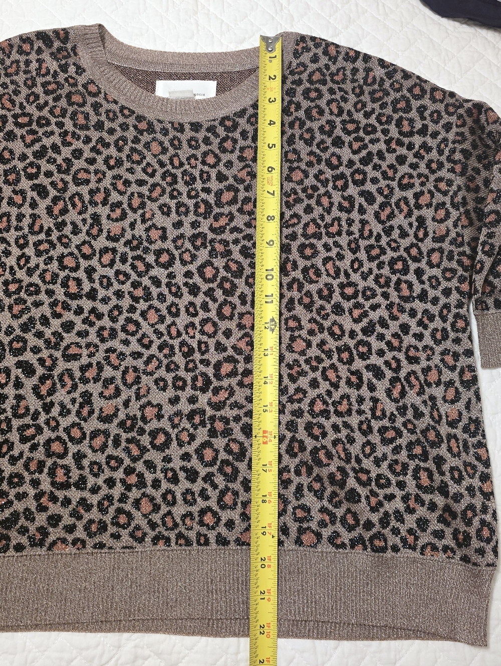 Anthropologie NWT Metallic Leopard Print 3/4 Sleeve Sweater Women's Size Medium - Picture 4 of 13